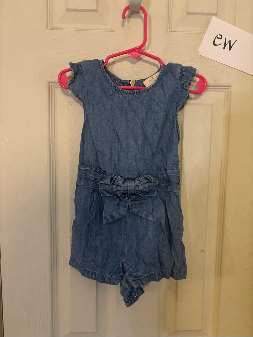 kate spade Girls Denim Bow-Front Romper in Blue